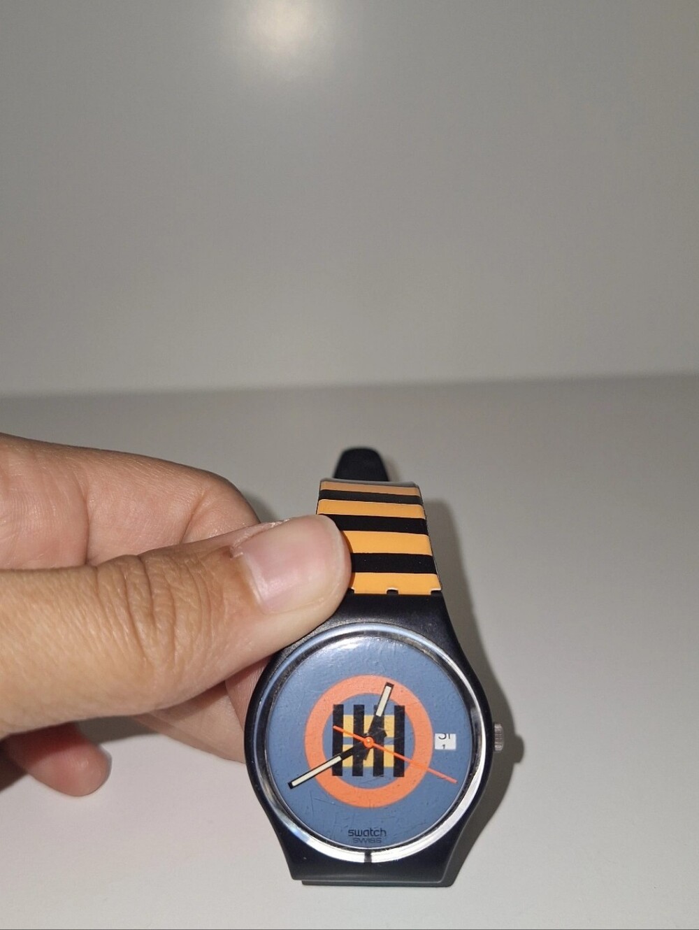 Swatch Gent Vintage Multicolored Striped Dial Watch 1988 EUC - Picture 2 of 3